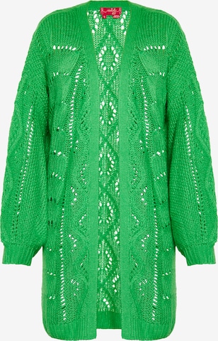 swirly Knit Cardigan in Green: front