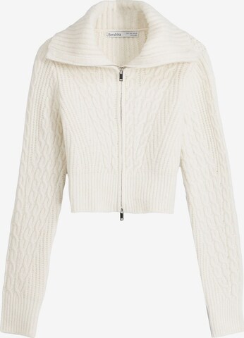 Bershka Gebreid vest in Beige: voorkant