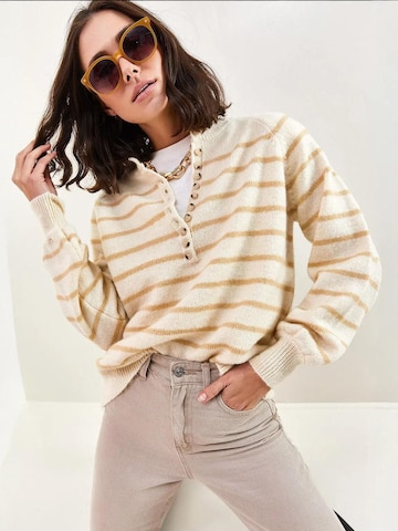 Pull-over Bianco Lucci en beige : devant