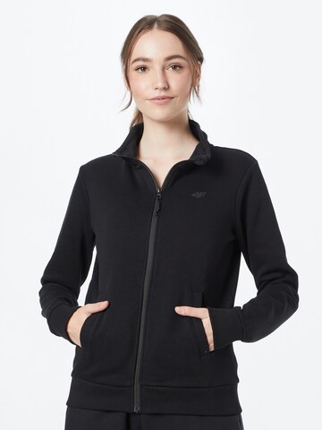 4F Sports sweat jacket in Black: front