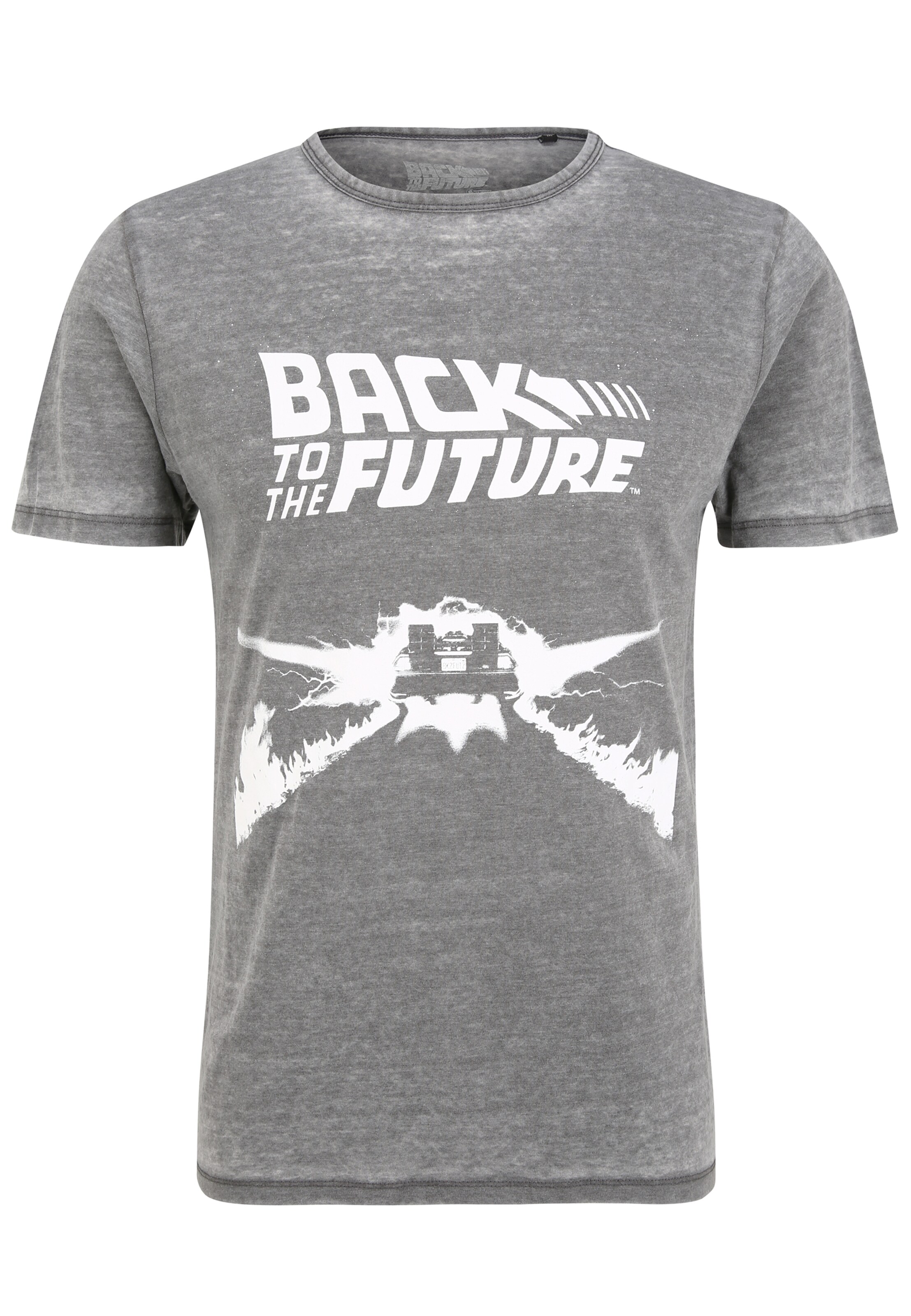 Recovered Shirt 'Back to the Future Delorean' in Grijs: voorkant