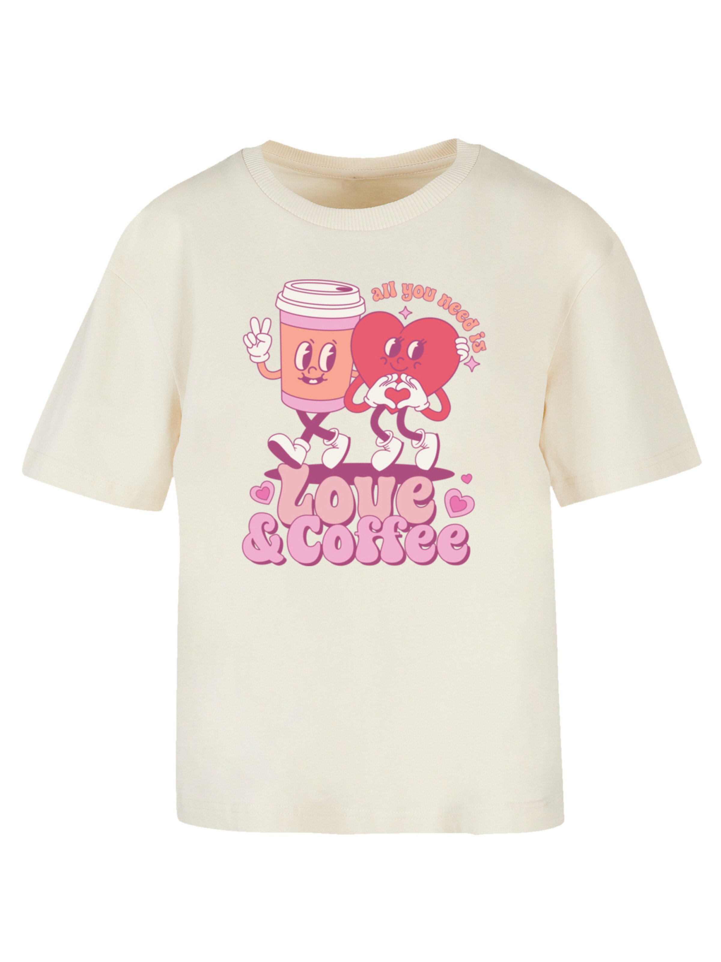 F4NT4STIC Shirt 'Love and Coffe Valentinstag' in Beige: voorkant
