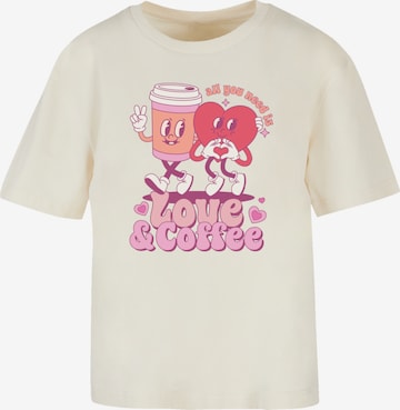 F4NT4STIC Shirt 'Love and Coffe Valentinstag' in Beige: voorkant