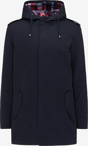 MO Between-Seasons Coat in Blue: front