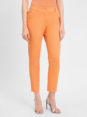 Marie Lund Slimfit Bandplooibroek in Oranje: voorkant