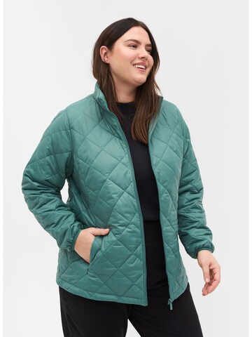 Zizzi Between-Season Jacket 'Diamond' in Blue: front