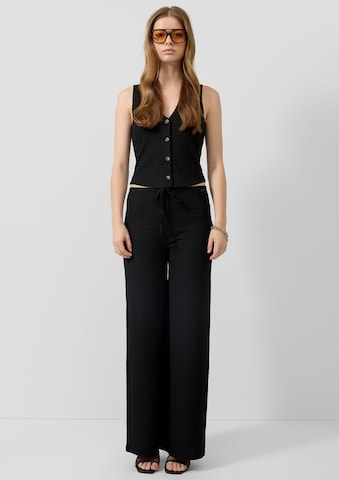 QS Wide Leg Hose in Schwarz: Vorderseite