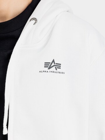 ALPHA INDUSTRIES Sweatshirt 'Basic Zip SL' in Weiß