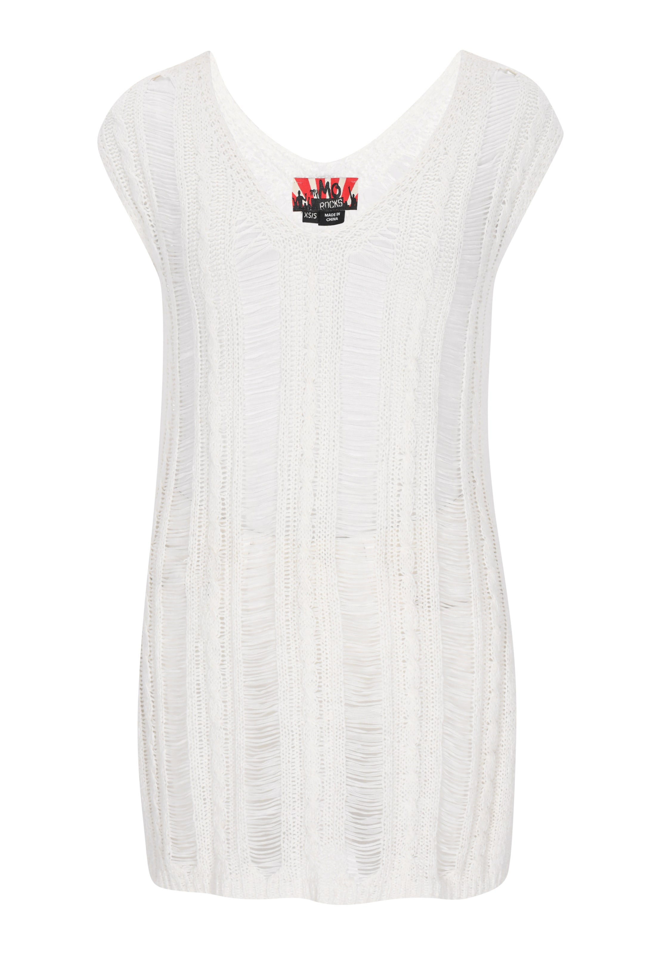 myMo ROCKS Pletena obleka 'Fashion Look' | bela barva: sprednja stran