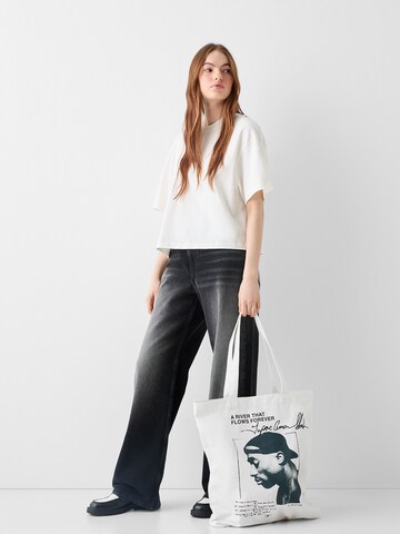Bershka Nakupovalna torba | bela barva