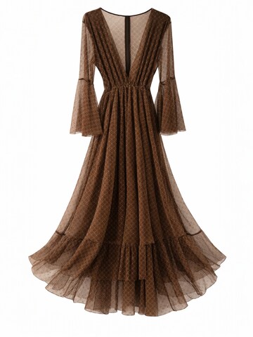 Elena Athanasiadou Cocktail Dress 'Romantic Ruffled' in Brown: front