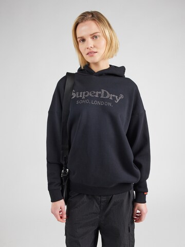 Superdry Sweatshirt 'VENUE METALLIC' in Black: front