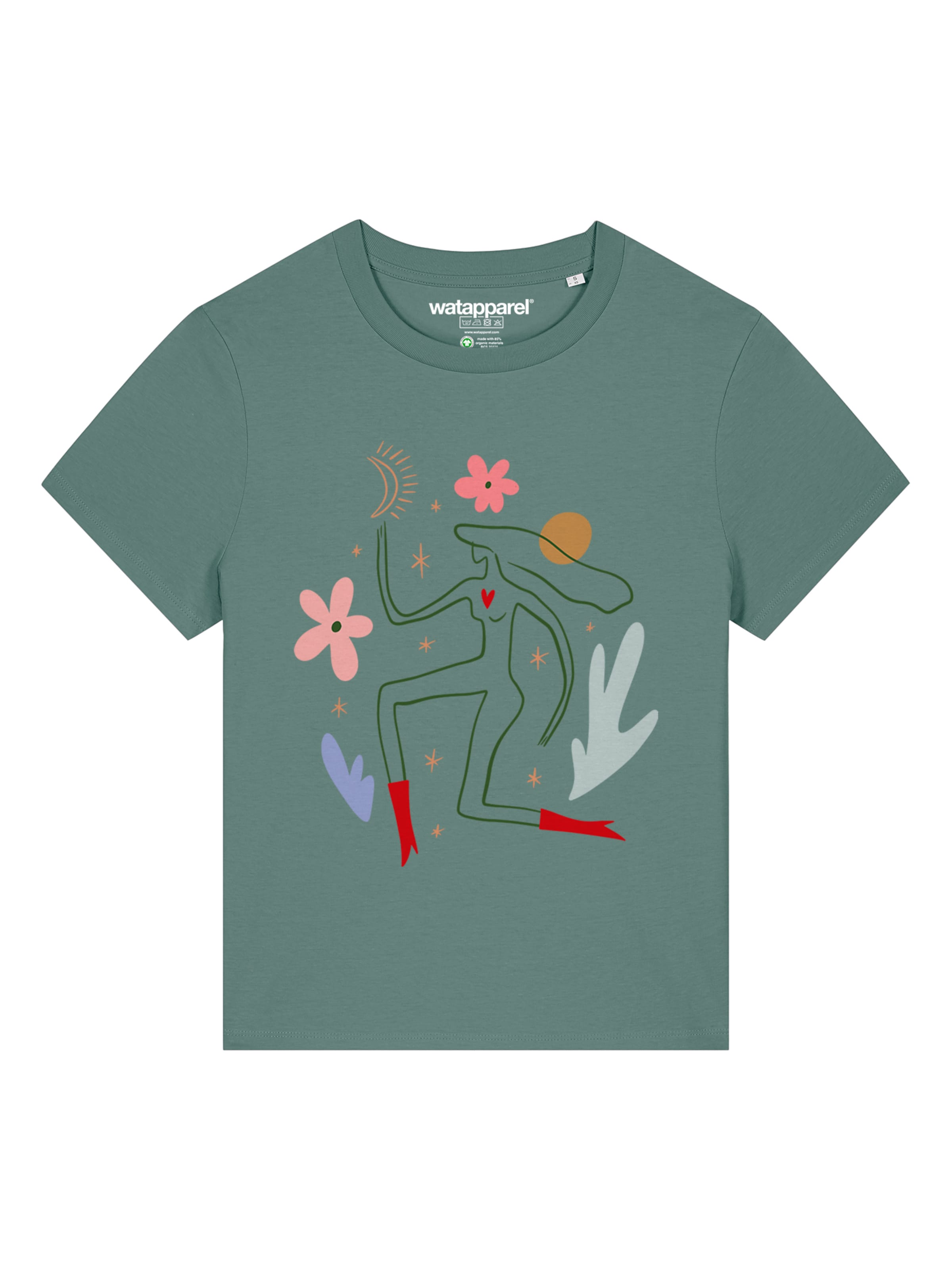 Watapparel Shirt 'Love And Flex' in Groen: voorkant