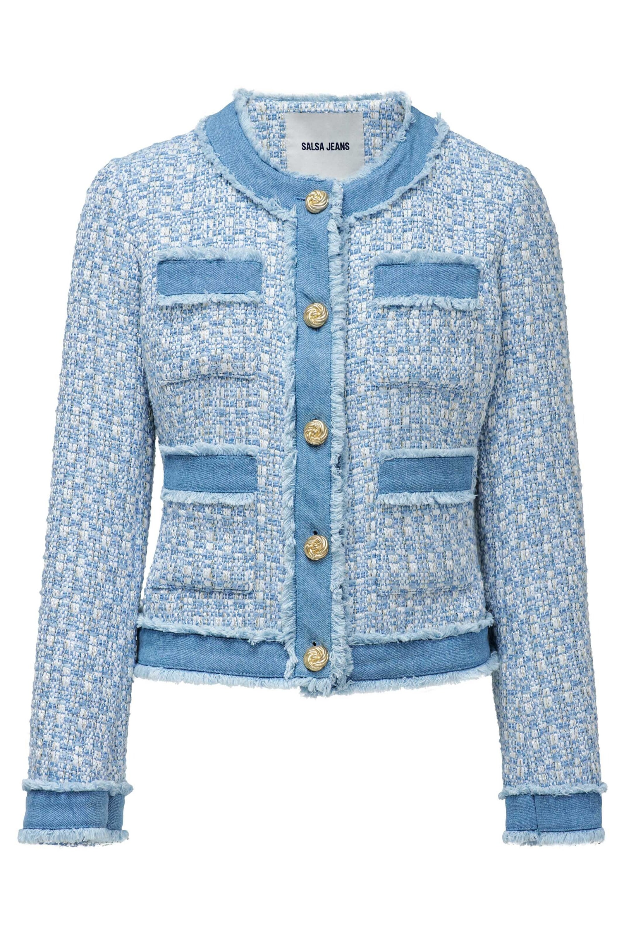 Salsa Jeans Tussenjas in Blauw: voorkant