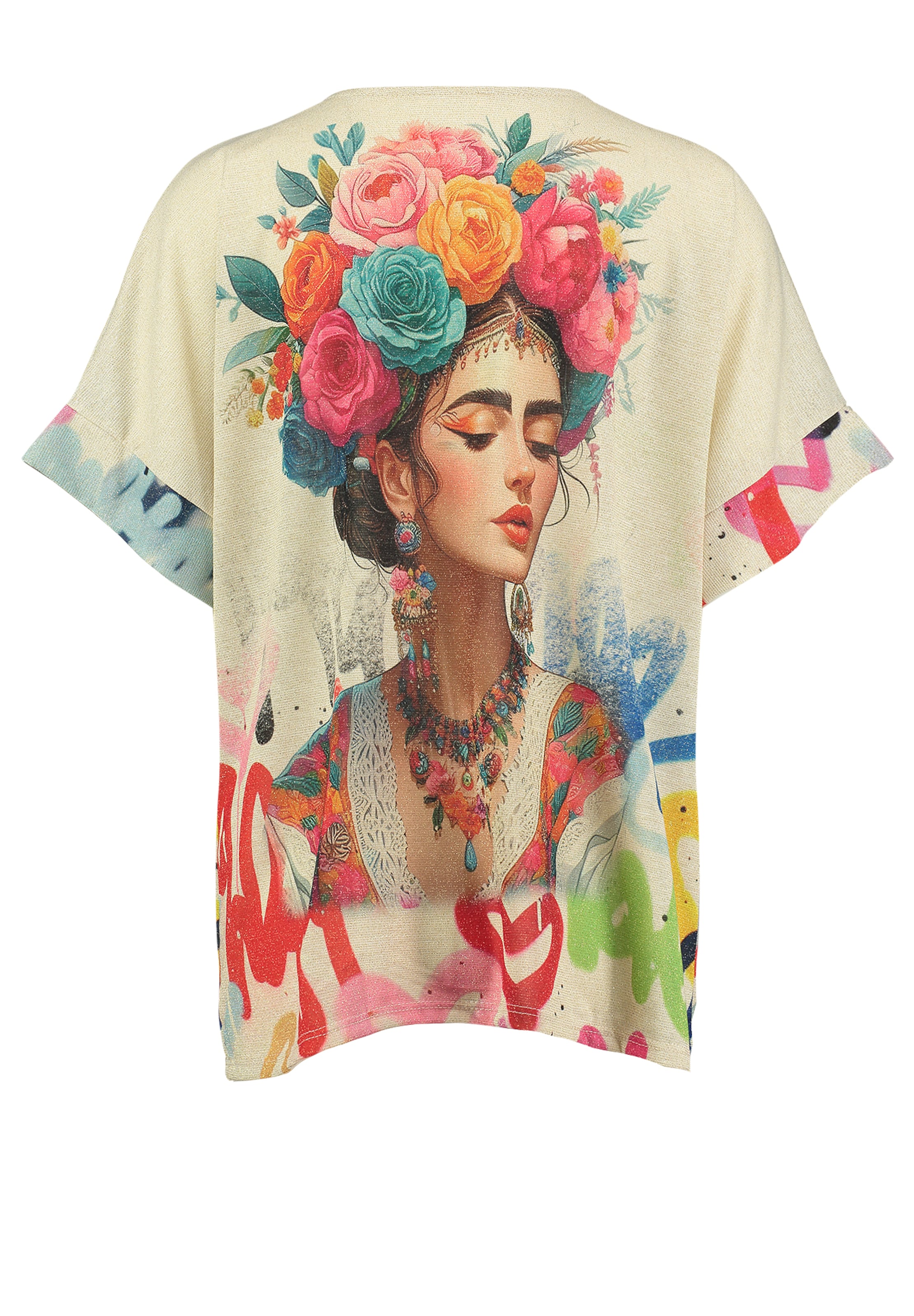 Tricou supradimensional 'Grafitti' de la Key Largo pe bej