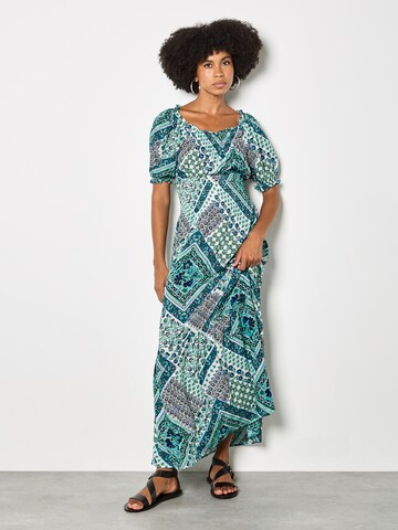 Apricot Boho Folk Print Maxi Dress ' ' in Blau: Vorderseite