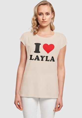 T-shirt 'I Love Layla' Merchcode en beige : devant