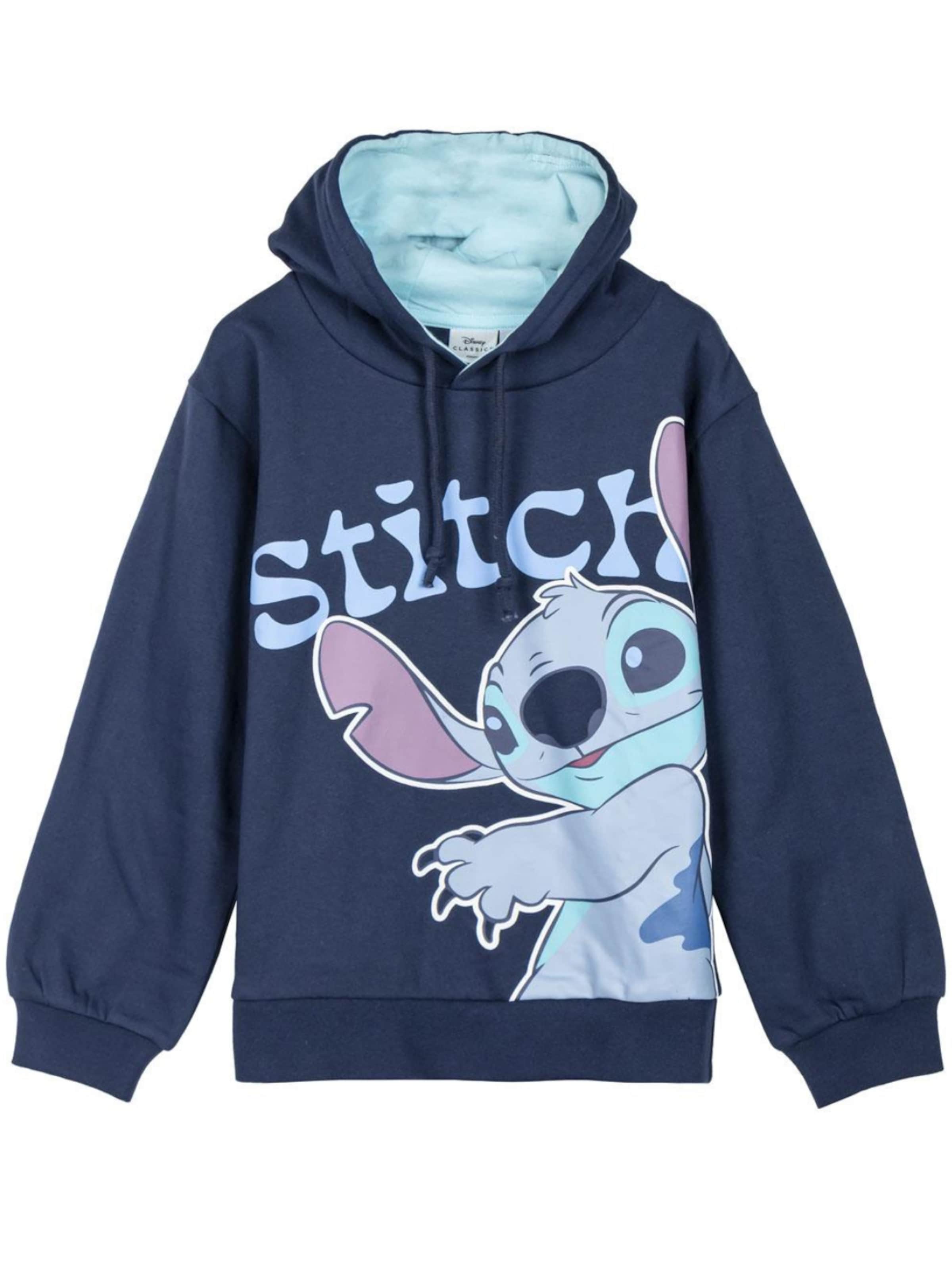 Pull-over 'Stitch Hoodie Boys – Blue – Long Sleeve – Disney Sweatshirt' DISNEY en bleu : devant