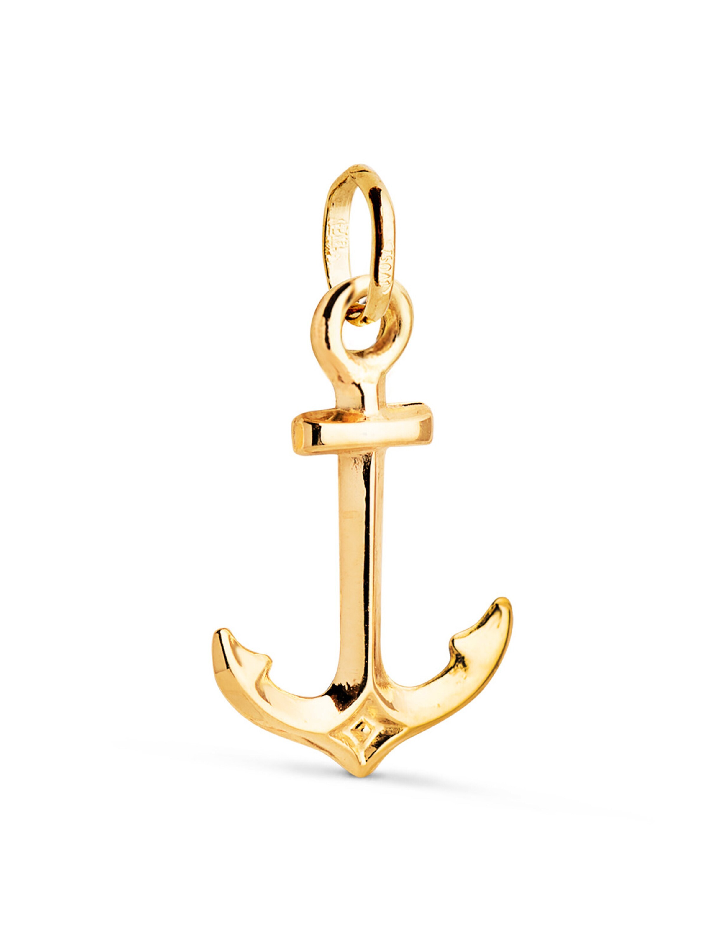 VANGUERATI Obesek '18k Solid Yellow Gold Anchor Pendant | Minimalist Nautical Charm' | rumena barva: sprednja stran