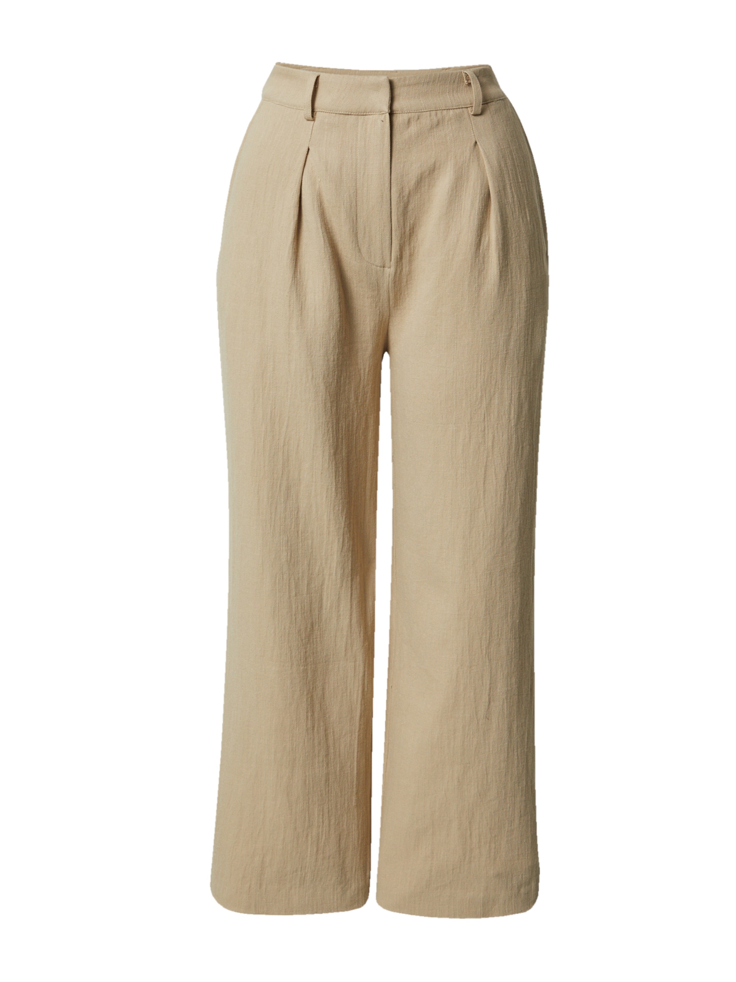 ABOUT YOU x Marie von Behrens Laiad sääred Voltidega püksid 'Magdalena', värv beež: eest vaates