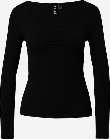 Pieces Petite قميص 'TANIA' بلون أسود: الأمام