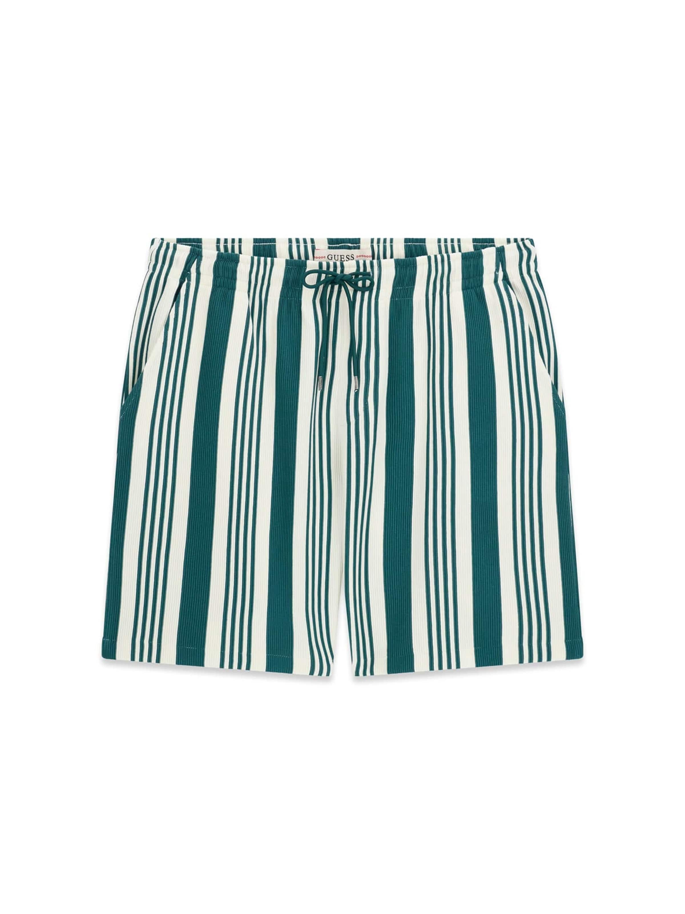 GUESS Regular Guess Gestreifte Shorts in Grün: Vorderseite