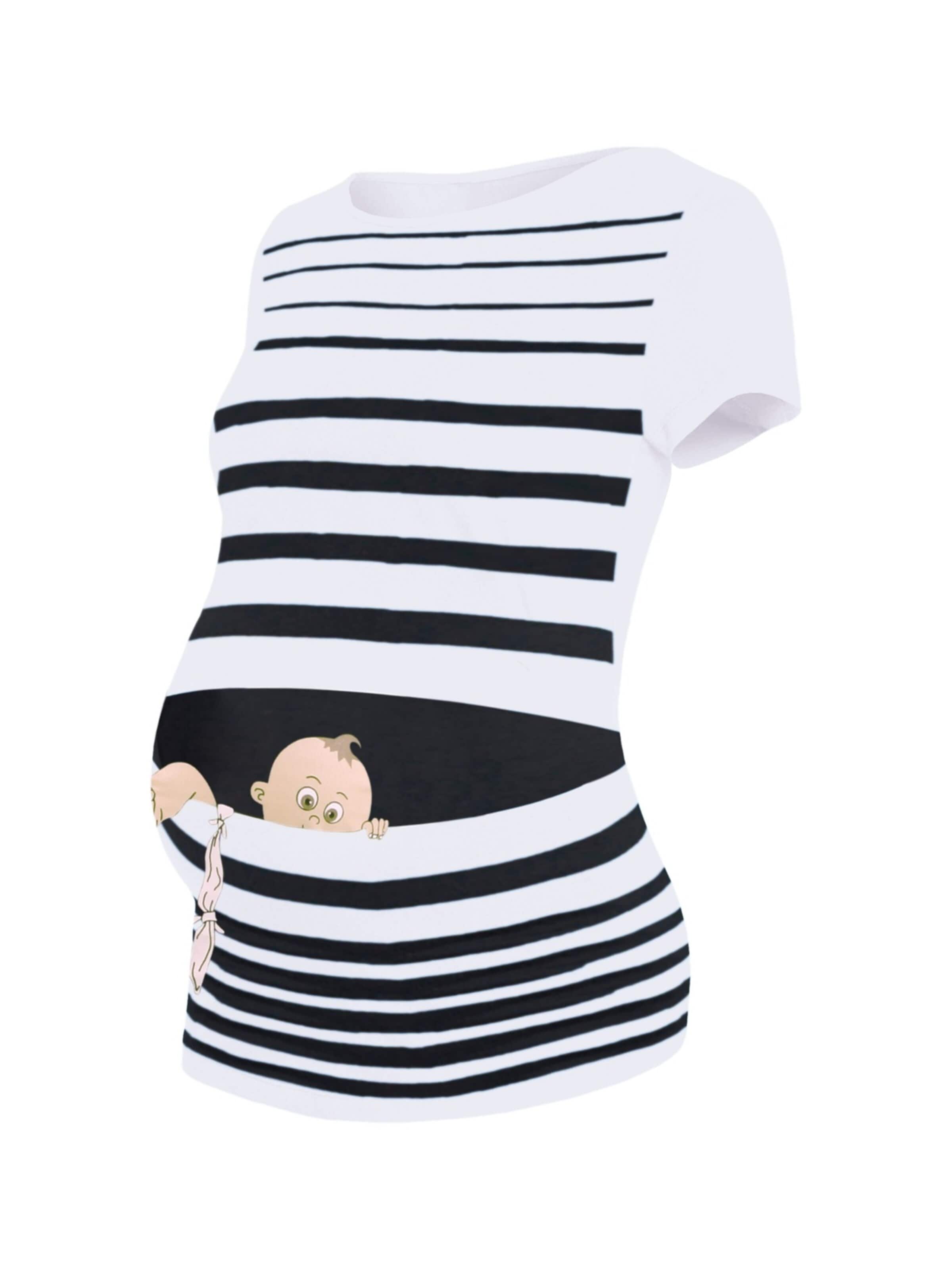 M.M.C. Shirt 'Baby Flucht Umstandsshirt' in White: front
