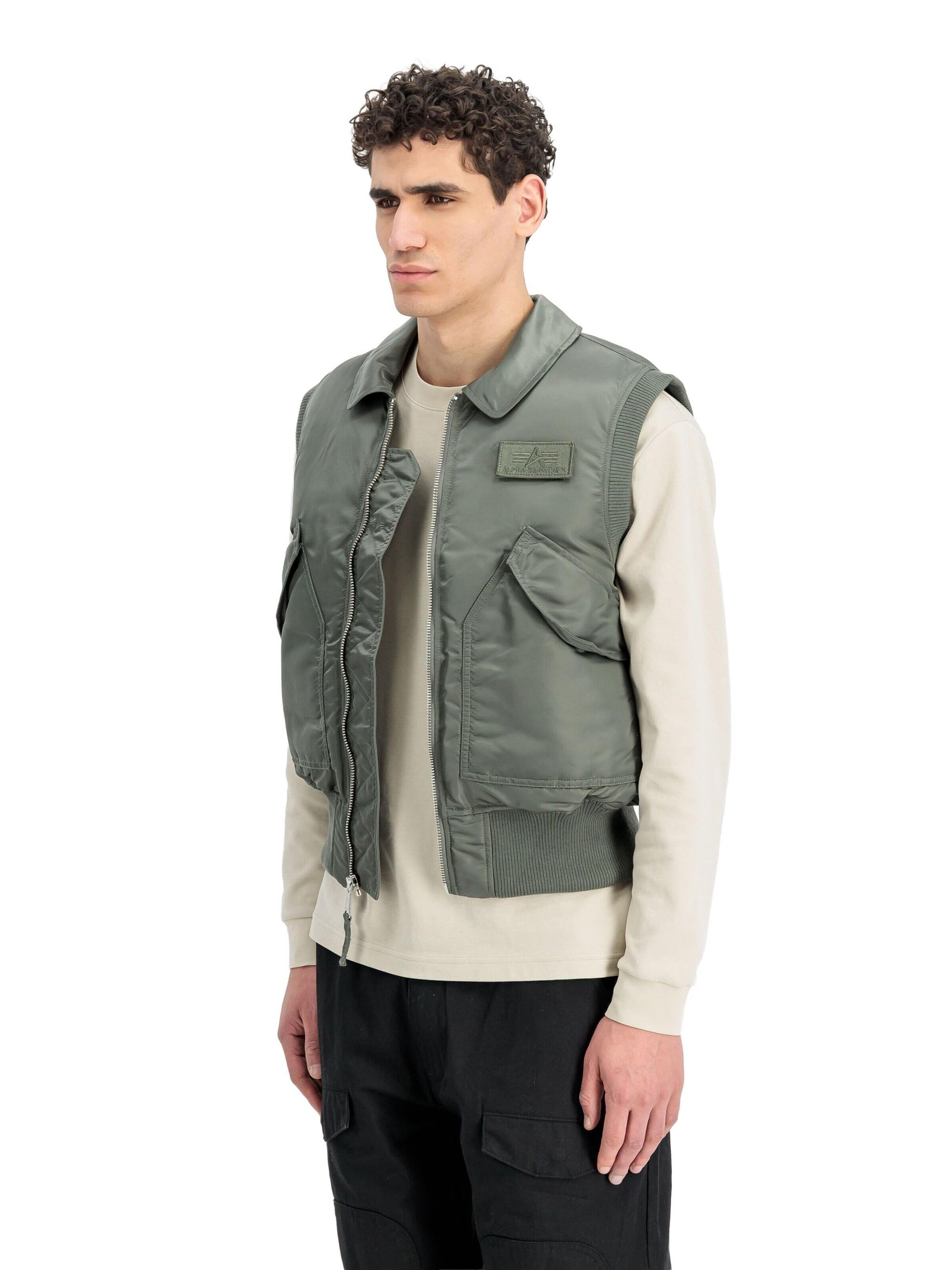 ALPHA INDUSTRIES Weste 'CWU-45/P' in Grün: Vorderseite