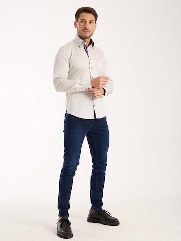 Slim fit Camicia business 'Roma Iconic Satin Man Shirt' di 7Camicie in grigio