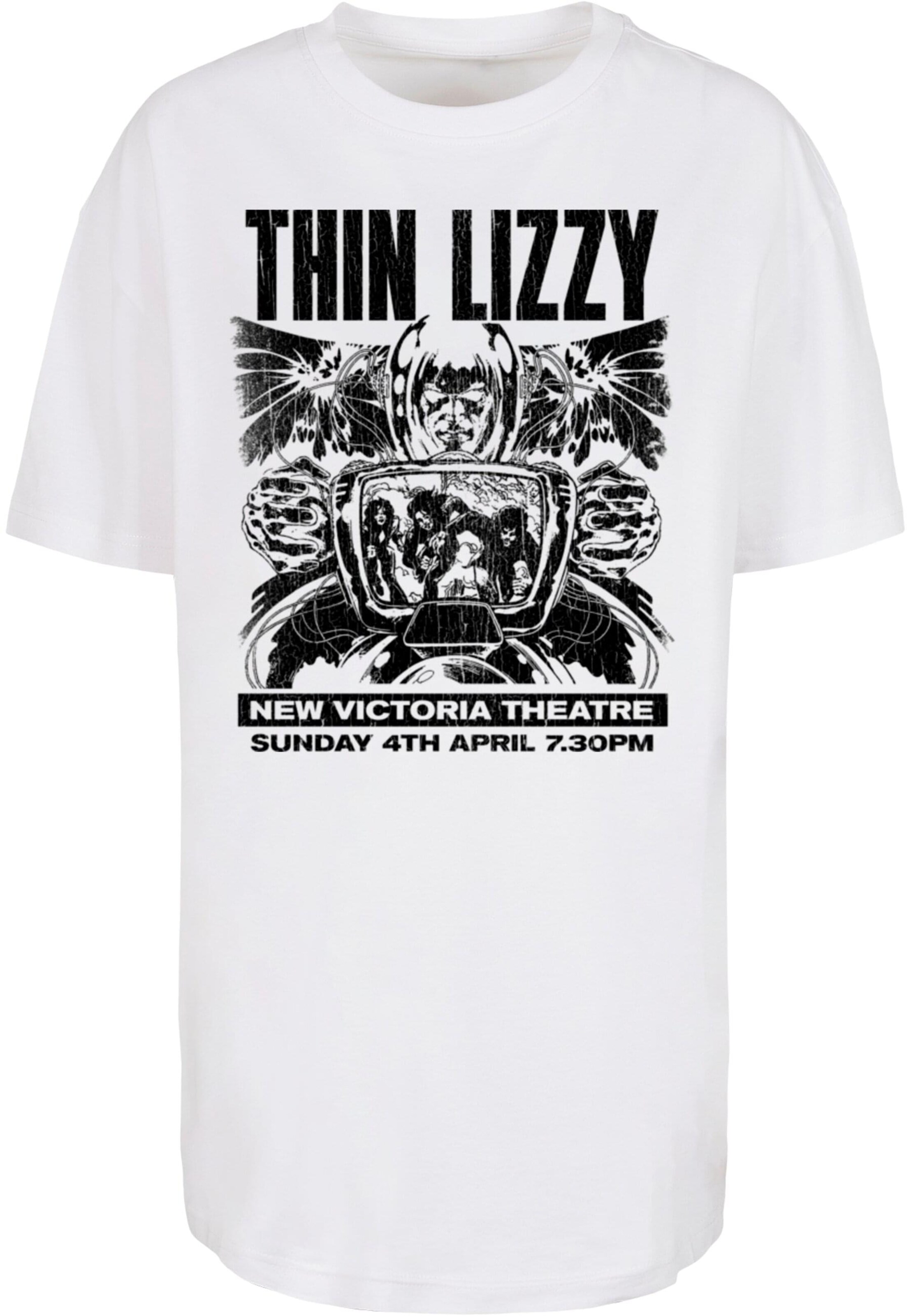 Merchcode T-Shirt 'Thin Lizzy - New Victoria Theatre' in Weiß: Vorderseite