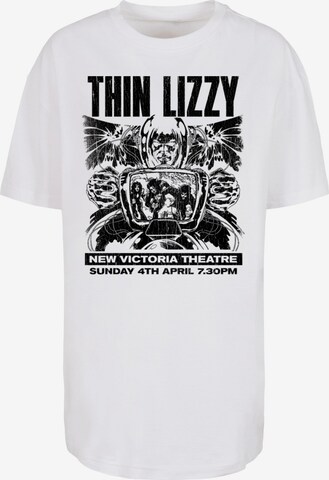 Merchcode Oversized Shirt 'Thin Lizzy - New Victoria Theatre' in White: front