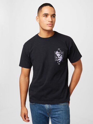 Obey Shirt 'WHAT GOES UP MUST COME DOWN' in Black: front