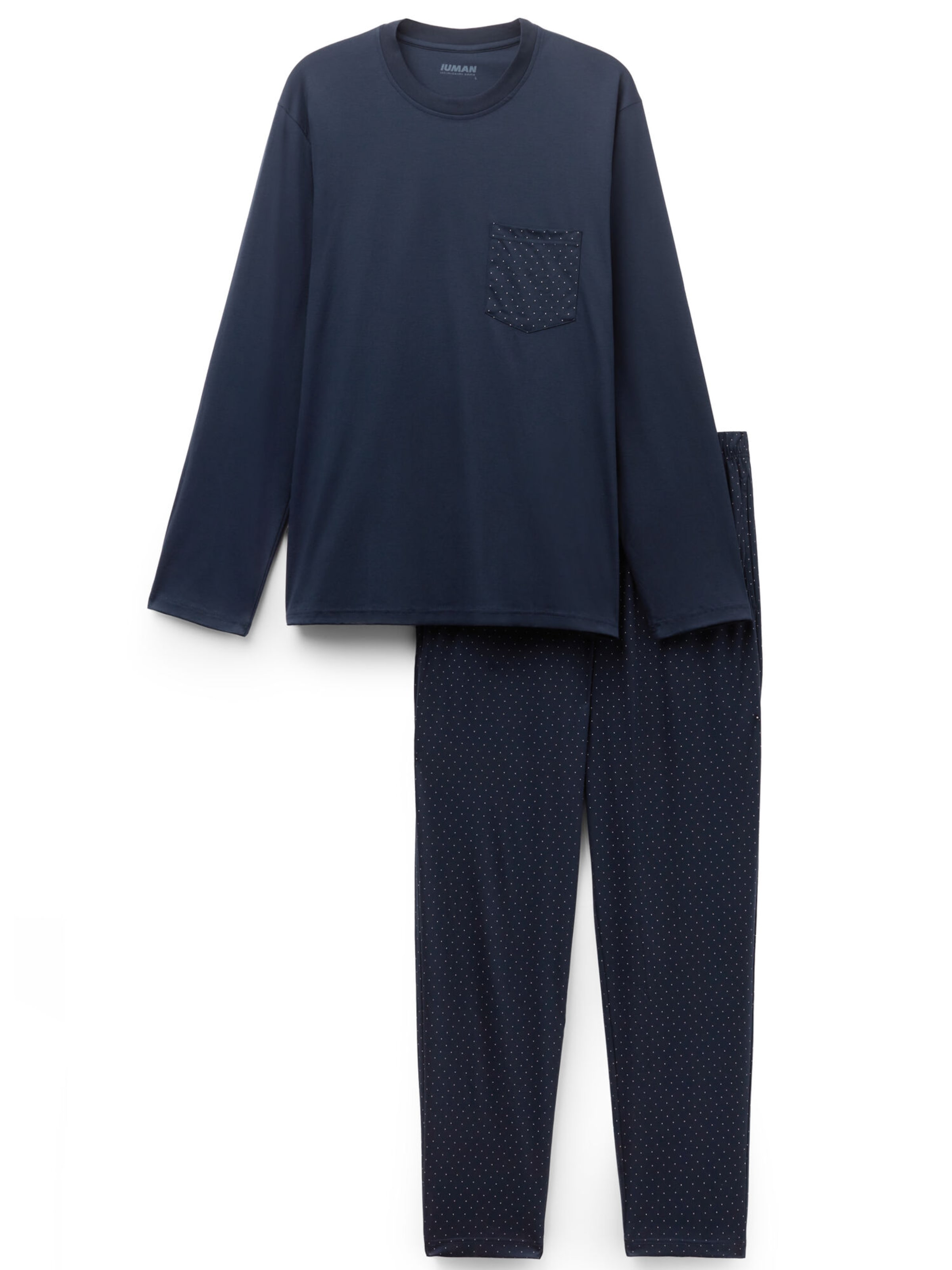IUMAN Intimissimi Uomo Lange Schlafanzüge 'Polka Dots Print' in Blau: Vorderseite