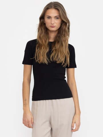 Esmé Studios Shirt 'ESBlossom SS O-neck Rib' in Black: front