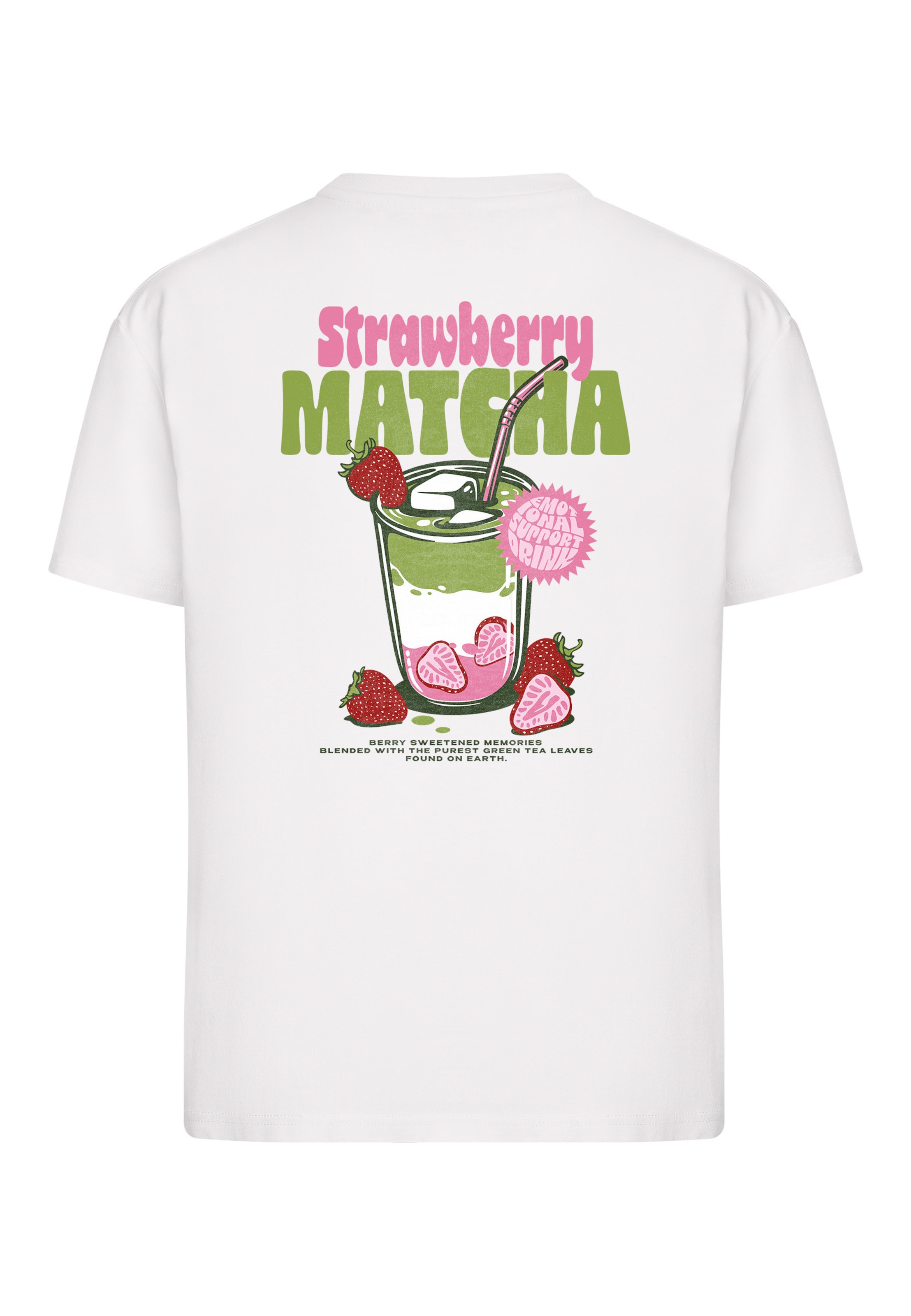 Miss Tee Shirt 'Strawberry Matcha' in White