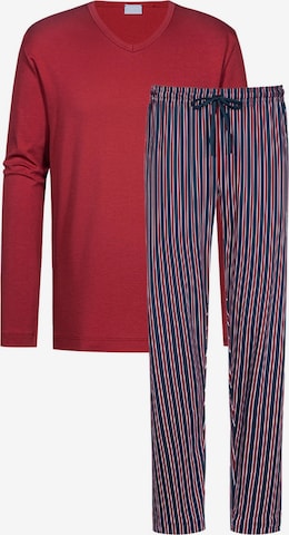 Mey Pyjama lang 'Graphic Stripes' in Rot: Vorderseite