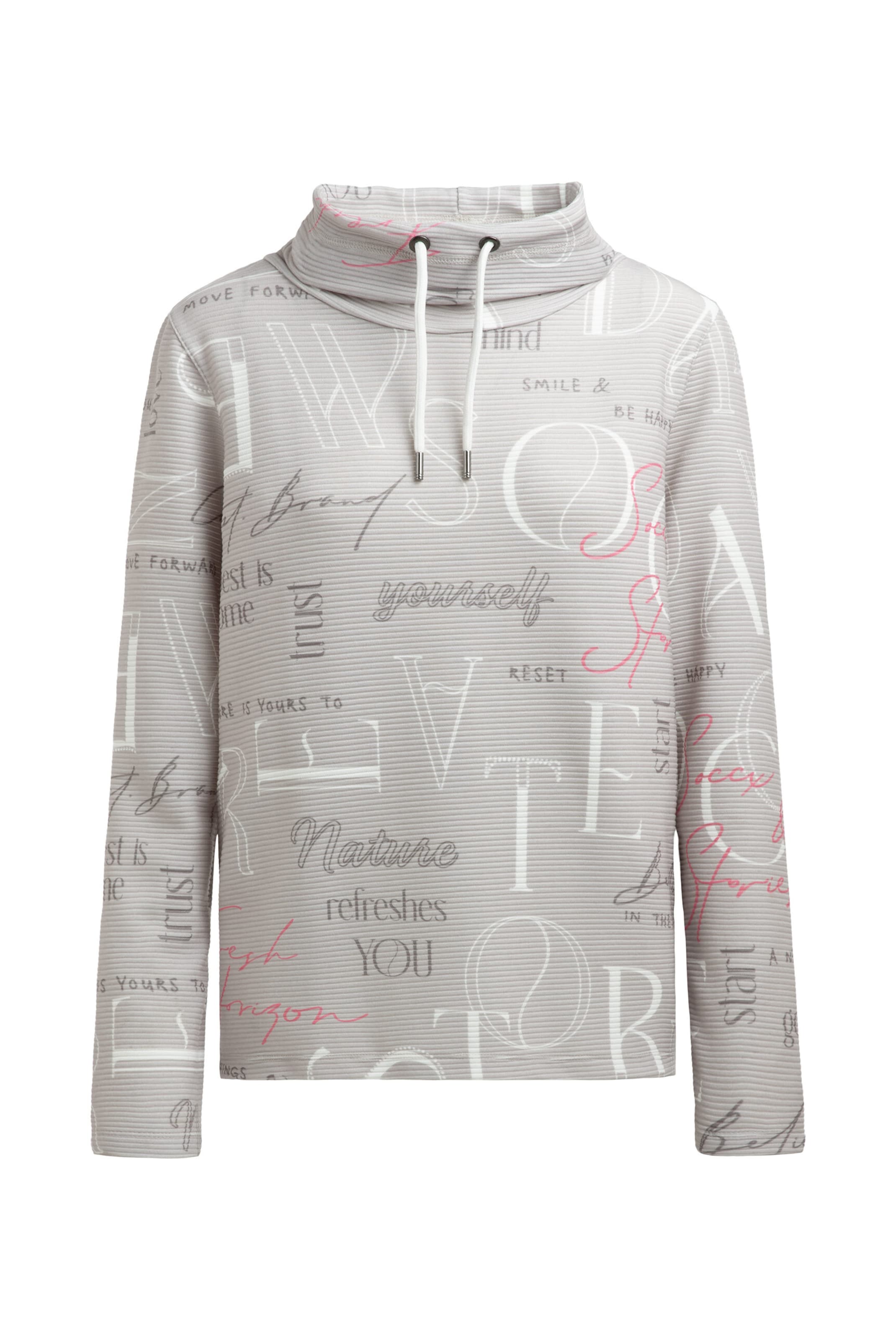 Soccx Strukturiertes Sweatshirt mit hohem Kragen und Artwork in Grau: Vorderseite