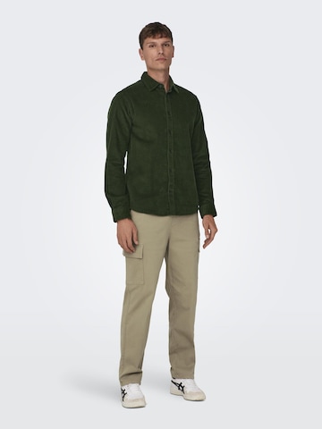 Only & Sons Regular fit Button Up Shirt 'Tyn' in Green