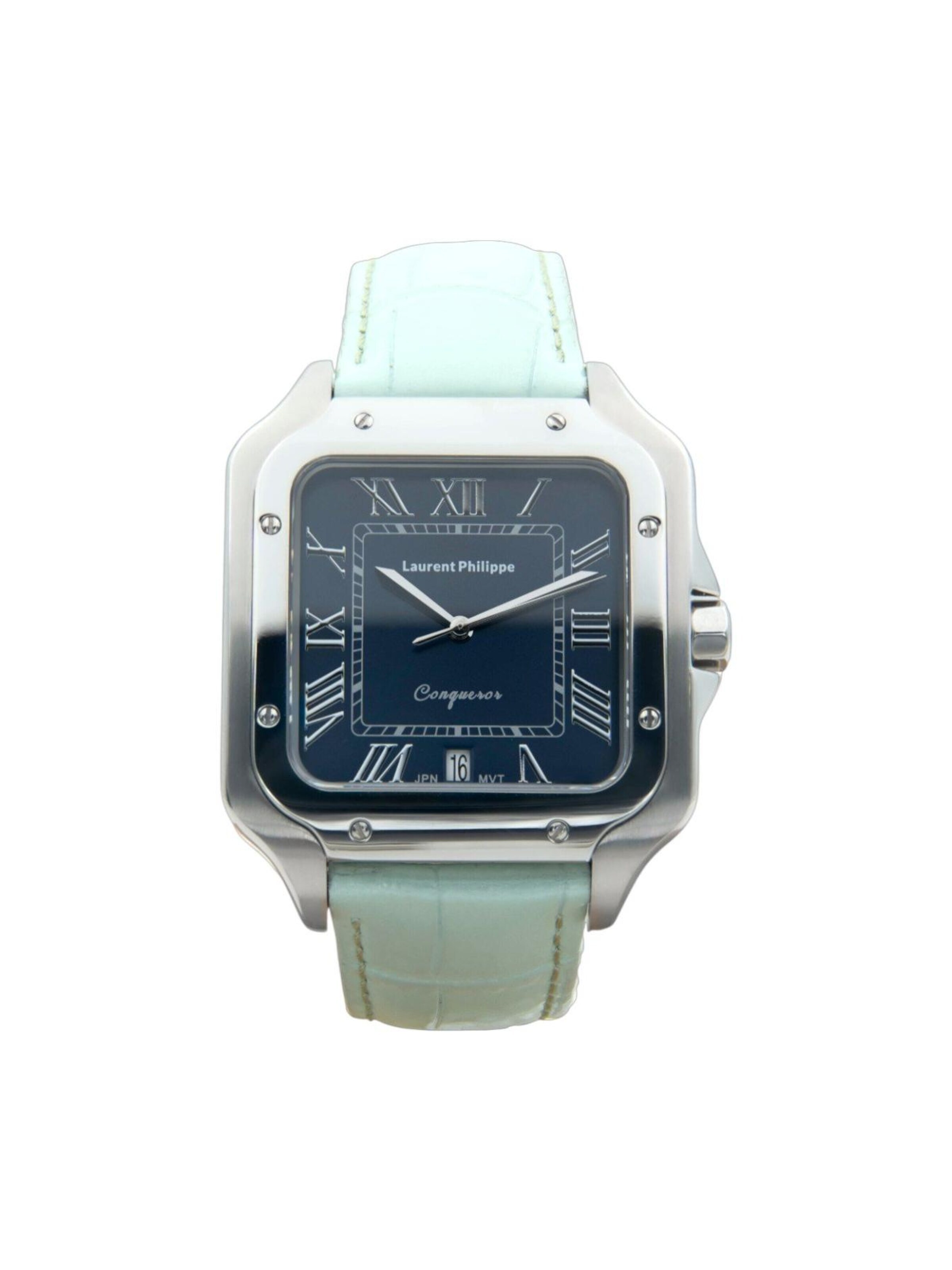 Orologio analogico 'Conqueror Burmese Blue – Nude Mint' di Laurent Philippe in verde: frontale