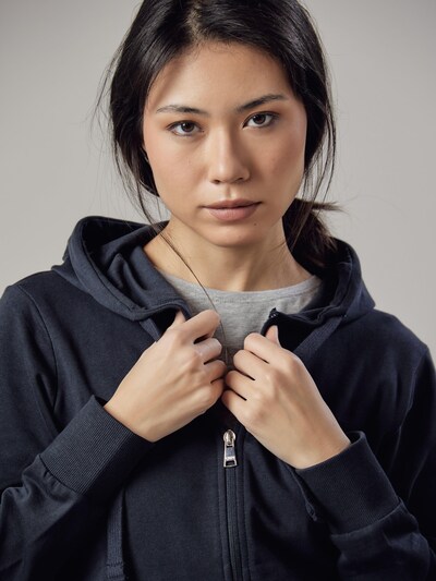OWN Off With Nature Sweat-shirt 'Felpa con Cappuccio e Zip' en XS en bleu foncé, Vue avec produit
