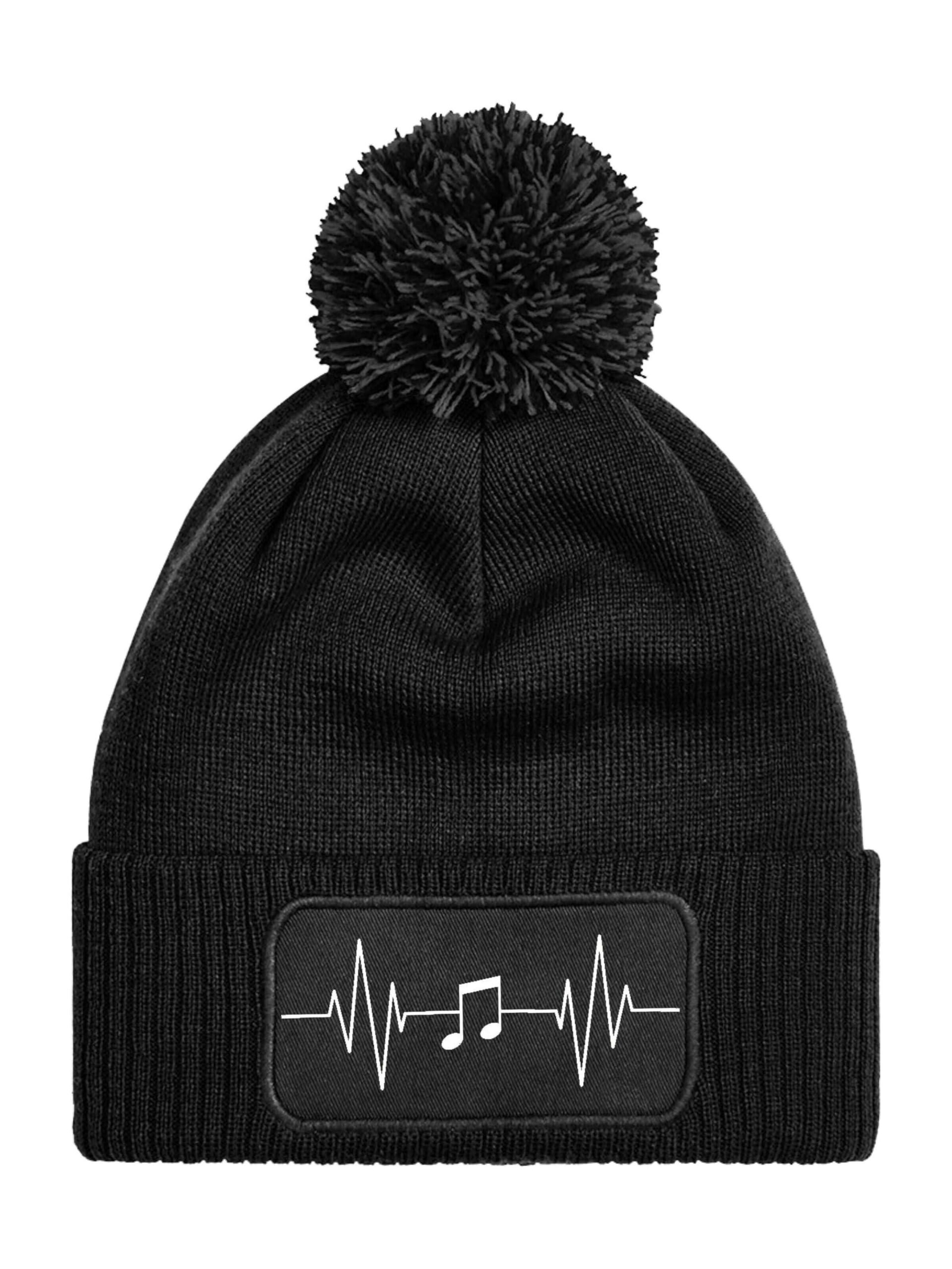 Youth Designz Beanie 'Heartbeat Musik' in Black: front