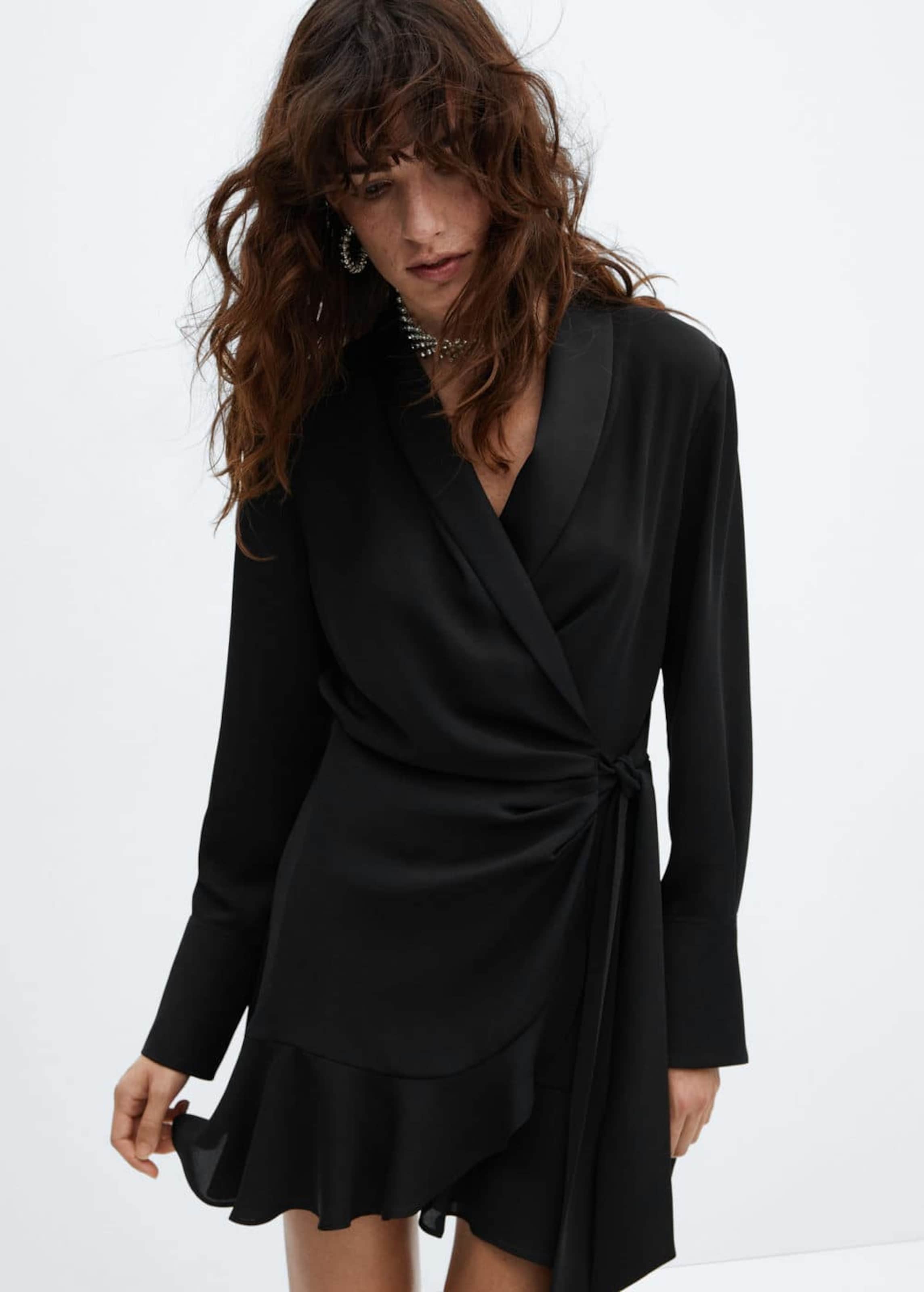 Mango robe portefeuille noir hotsell