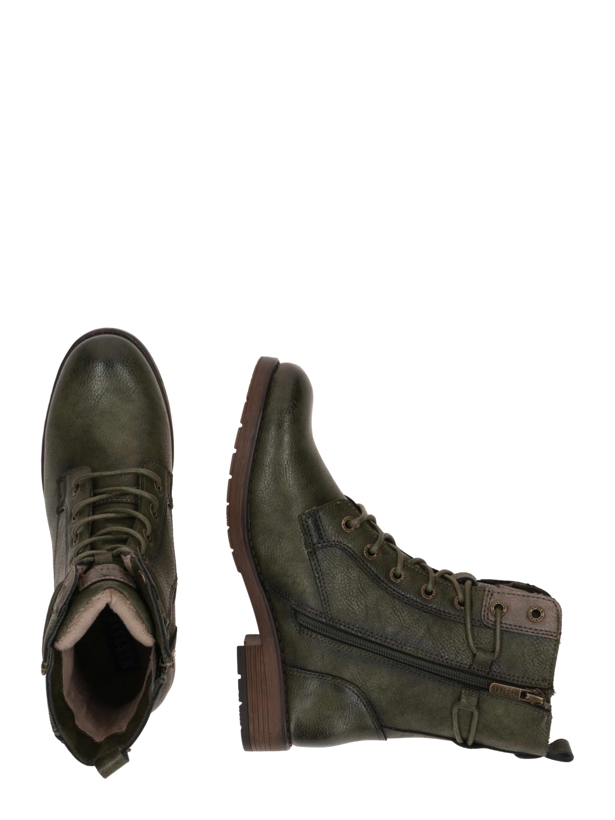 MUSTANG Ботинки на шнуровке в Зеленый