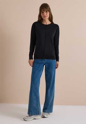 CECIL Basic Pullover mit Rundhals in Unifarbe in Schwarz