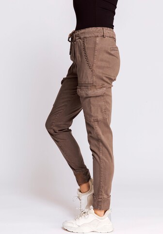 Zhrill Slim fit Cargo Pants 'Daisey' in Brown