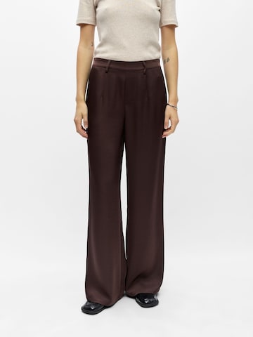 OBJECT Wide leg Pleat-front trousers 'OBJChilli' in Brown: front
