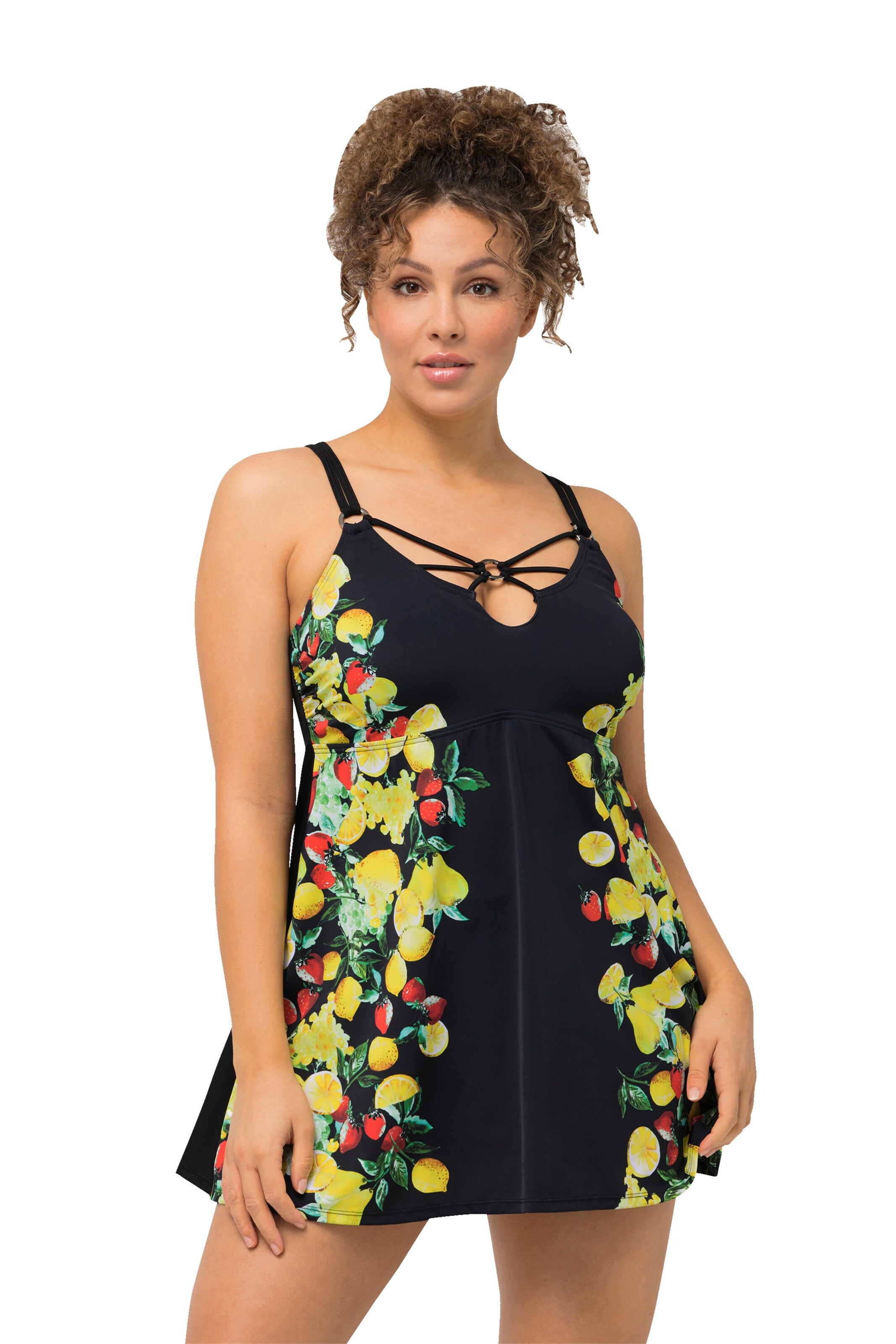 Ulla Popken Badeanzug in Schwarz: Vorderseite