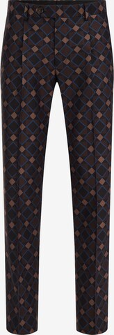 WE Fashion Slim fit Trousers with creases in Brown: front