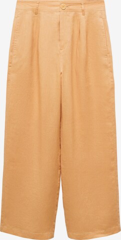 MANGO Wide leg Bandplooibroek 'Maneli' in Geel: voorkant