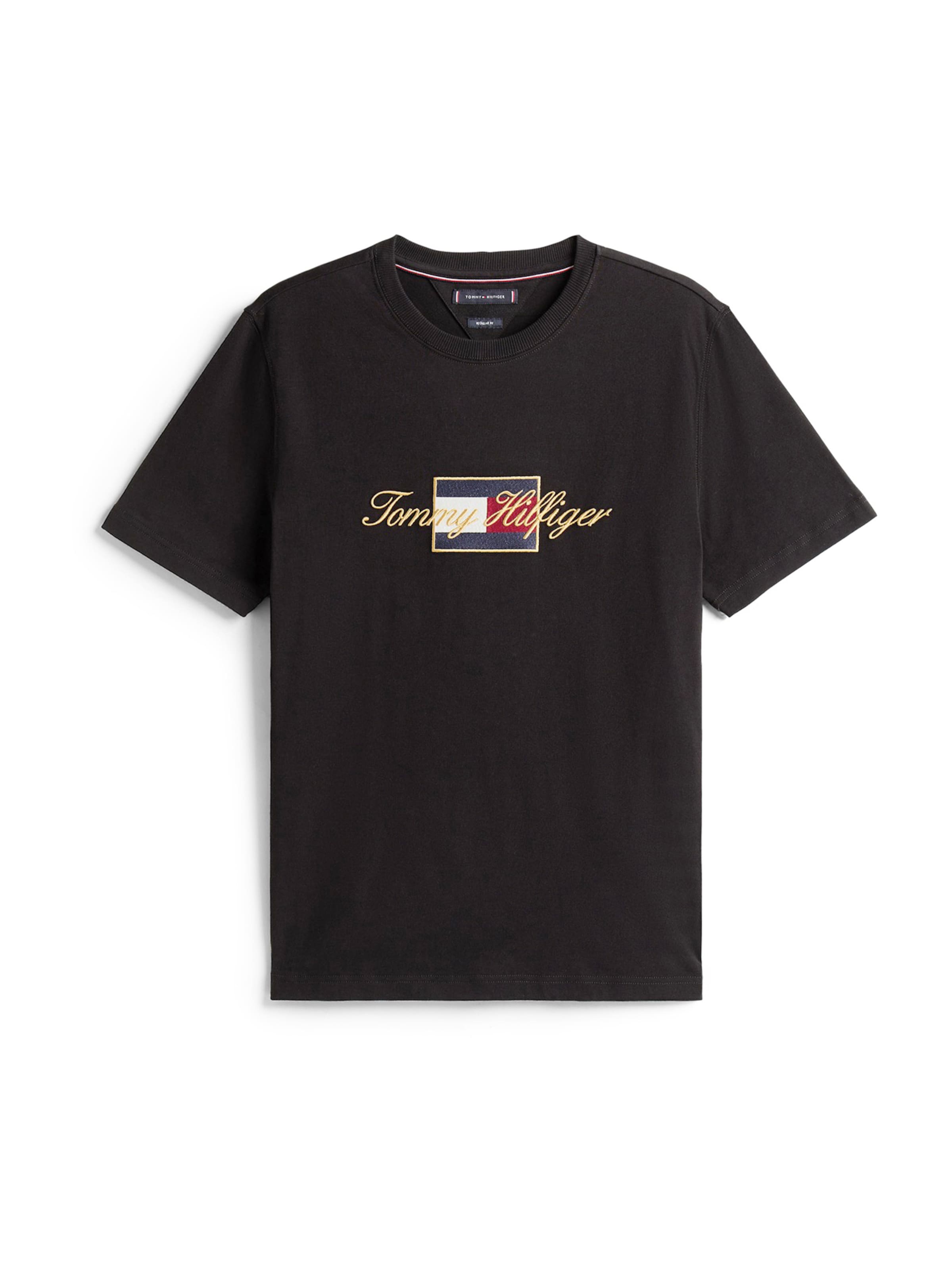 TOMMY HILFIGER T-Shirt 'ICON GOLD' en or / rouge / noir / blanc, Vue avec produit